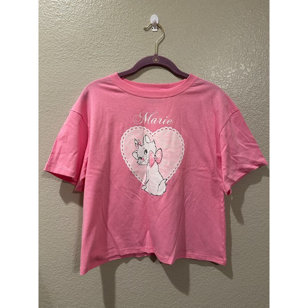 NWOT Disney Marie Cat Aristocats Pink Blushing Heart Crop Top M L XL